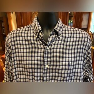 Polo Ralph Lauren men’s button front shirt. Sharp blue plaid w/logo.‎ EU…